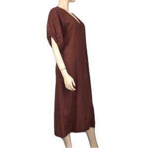 ZARA maxi brown V-neck summer minimalist dress